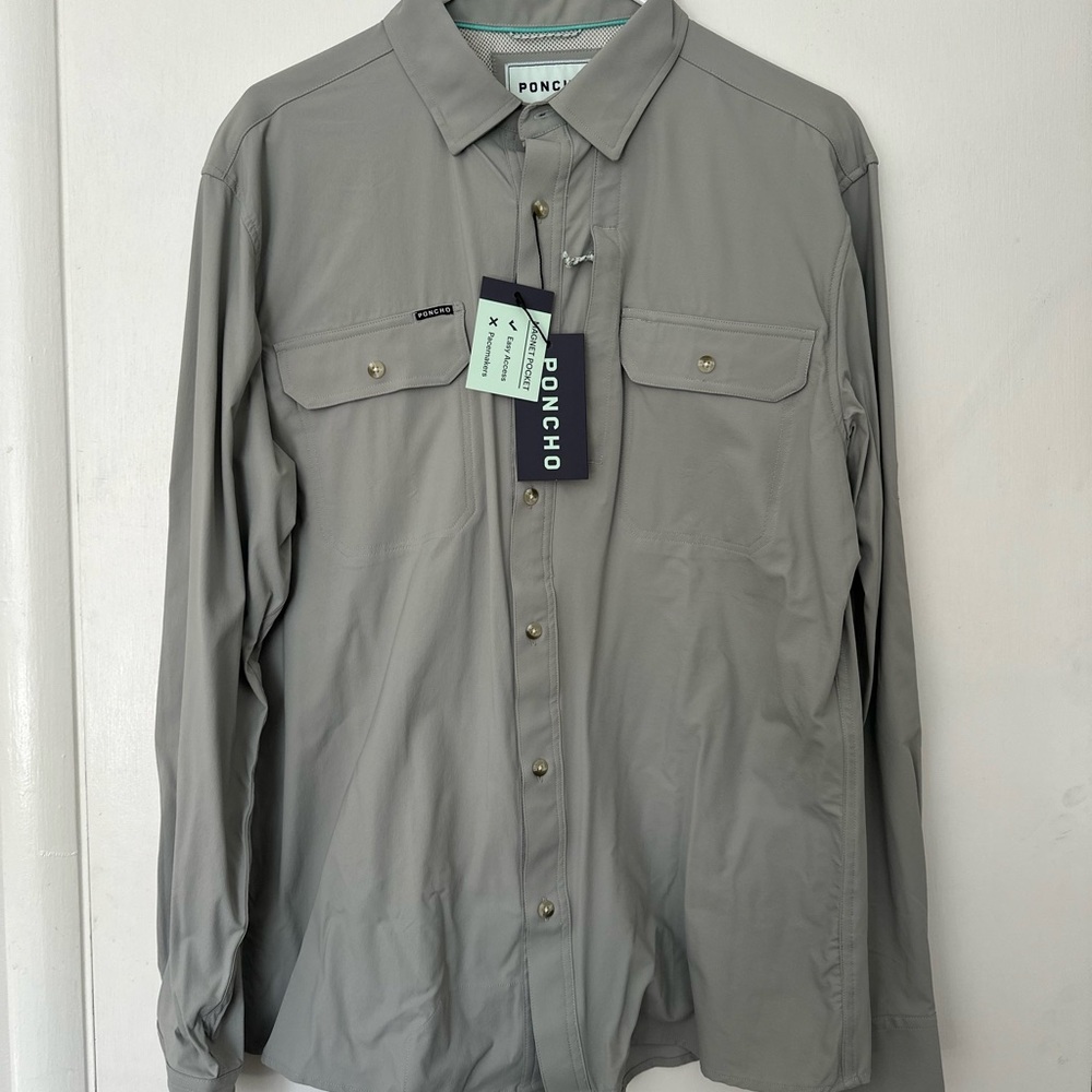 Poncho Gray Long Sleeve Shirt - Large